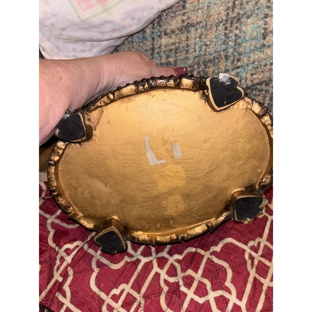 Vintage Style Bronze Ornate Oval Trinket Box with Black Tassels & Felt Lining
